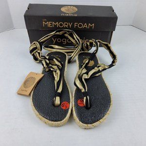 Nalho Karabi Memory Foam Yoga Espadrille Ankle Wrap Sandals Size 6.5 US/ 37 EU